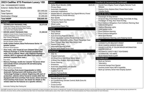 Stellar Black Metallic 2023 Cadillac XT5 Premium Luxury