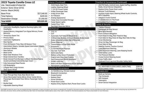Sonic Silver 2023 Toyota Corolla Cross LE