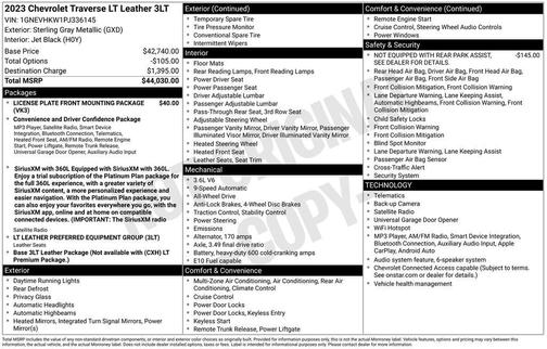 Sterling Gray Metallic 2023 Chevrolet Traverse LT Leather