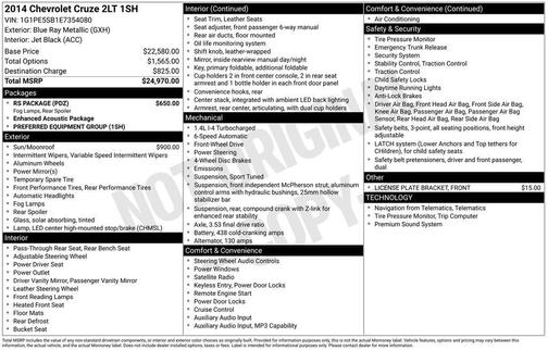 Blue Ray Metallic 2014 Chevrolet Cruze 2LT