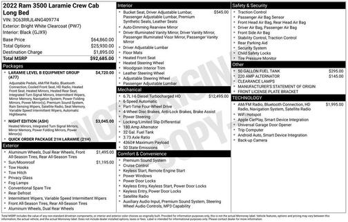Bright White Clearcoat 2022 RAM 3500 Laramie Crew Cab 4x4 8' Box