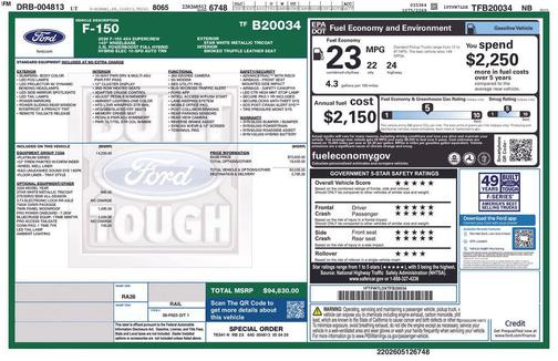 Star White Metallic Tri-Coat 2026 Ford F-150 Platinum