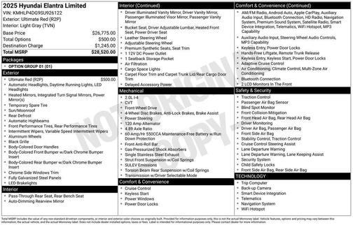 Ultimate Red 2025 Hyundai ELANTRA Limited