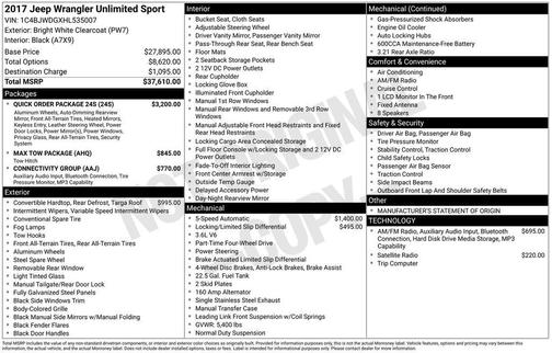 2017 Jeep Wrangler Unlimited Sport