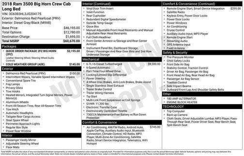 2018 RAM 3500 Big Horn Crew Cab 4x4 8' Box
