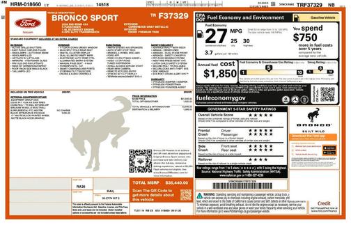 Carbonized Gray Metallic 2026 Ford Bronco Sport Big Bend