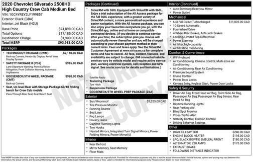 White 2020 Chevrolet Silverado 2500 High Country