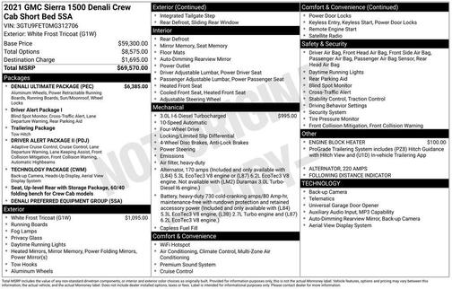 White Frost Tricoat 2021 GMC Sierra 1500 Denali