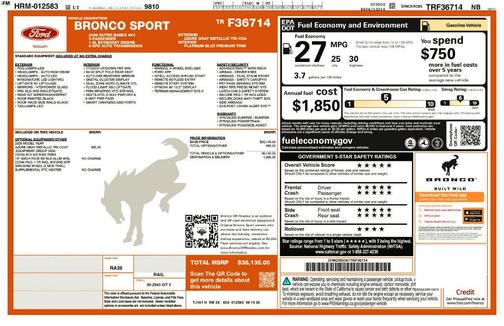 Azure Gray Metallic Tri-Coat 2026 Ford Bronco Sport Outer Banks