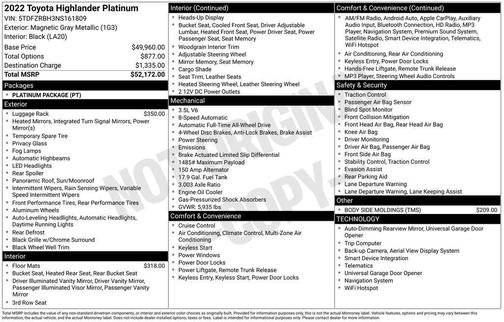 2022 Toyota Highlander Platinum