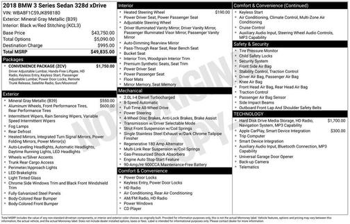 Mineral Grey Metallic 2018 BMW 328d xDrive