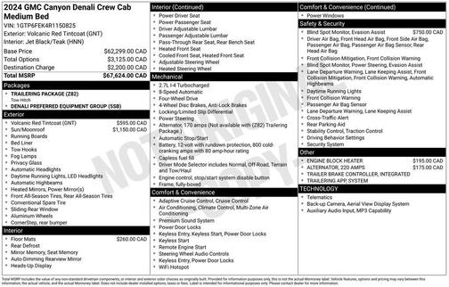 Red 2024 GMC Canyon Denali