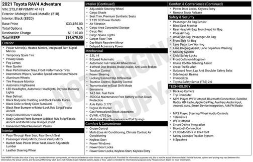Midnight Black Metallic 2021 Toyota RAV4 Adventure