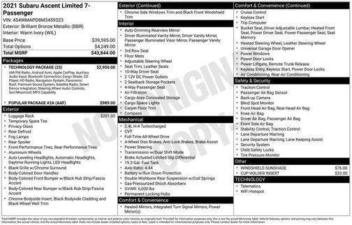 2021 Subaru Ascent Limited 7-Passenger