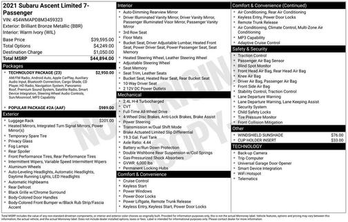 2021 Subaru Ascent Limited 7-Passenger