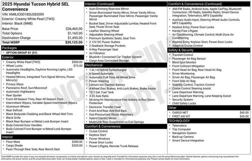 Creamy White Pearl 2025 Hyundai TUCSON Hybrid SEL Convenience
