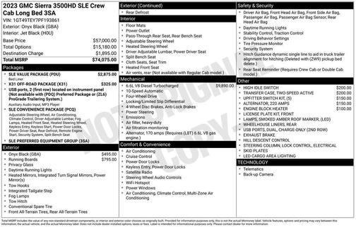 Onyx Black 2023 GMC Sierra 3500 SLE
