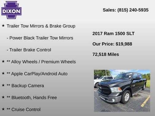 Brilliant Black Crystal Pearlcoat 2017 RAM 1500 SLT