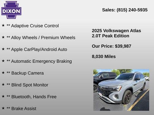 Pure Gray 2025 Volkswagen Atlas 2.0T Peak Edition