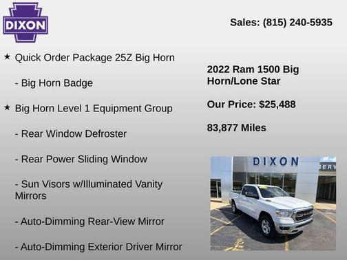 Bright White Clearcoat 2022 RAM 1500 Big Horn/Lone Star