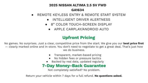 Super Black 2025 Nissan Altima SV FWD
