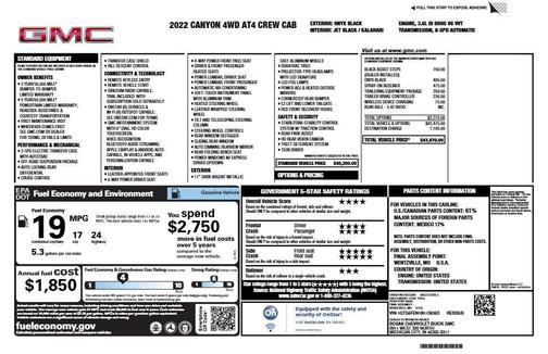 Onyx Black 2022 GMC Canyon AT4