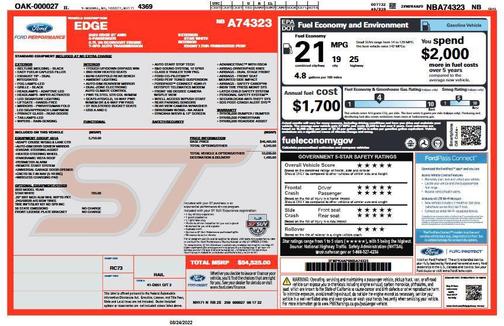 Star White Metallic Tri-Coat 2022 Ford Edge ST