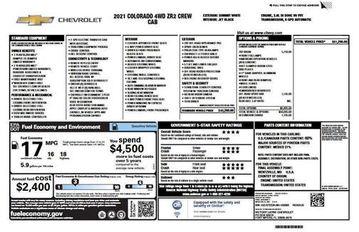 Summit White 2021 Chevrolet Colorado ZR2