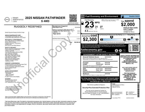 Gun Metallic 2025 Nissan Pathfinder S 4WD