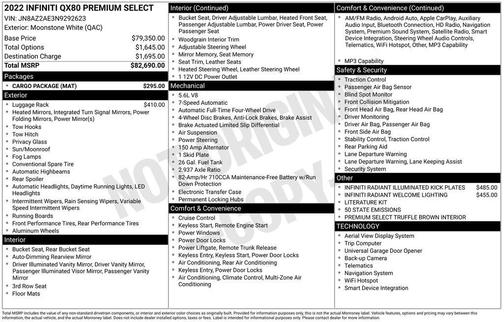 2022 INFINITI QX80 PREMIUM SELECT AWD