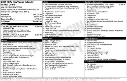 2015 BMW i3 Base w/Range Extender