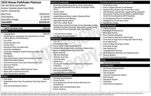 2025 Nissan Pathfinder Platinum 4WD
