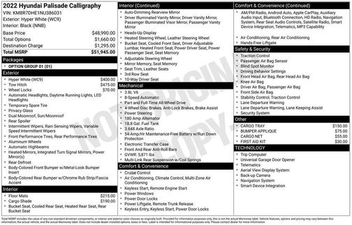 Hyper White 2022 Hyundai PALISADE Calligraphy