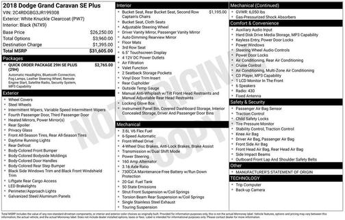 White Knuckle Clearcoat 2018 Dodge Grand Caravan SE