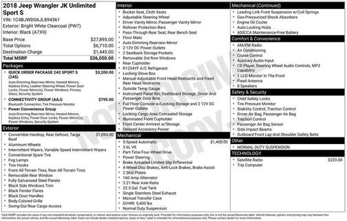 2018 Jeep Wrangler JK Unlimited Sport