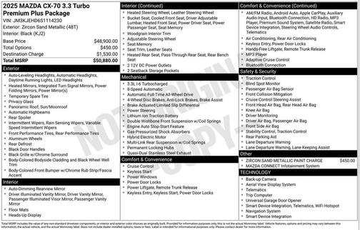2025 Mazda CX-70 3.3 Turbo Premium Plus