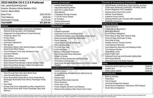 Rhodium White Metallic 2023 Mazda CX-5 2.5 S Preferred Package