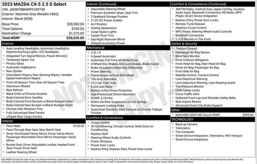 2023 Mazda CX-5 2.5 S Select Package
