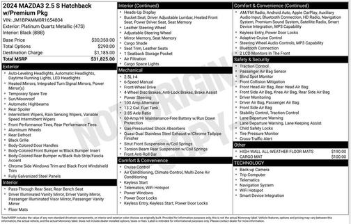 2024 Mazda Mazda3 FWD w/Premium Package