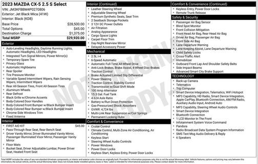 Jet Black Mica 2023 Mazda CX-5 2.5 S Select Package