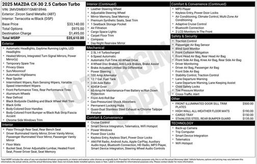 2025 Mazda CX-30 2.5 Carbon Turbo