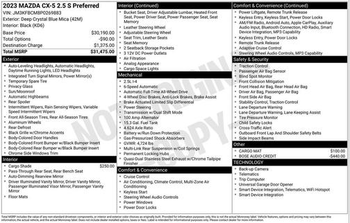 Deep Crystal Blue Mica 2023 Mazda CX-5 2.5 S Preferred Package