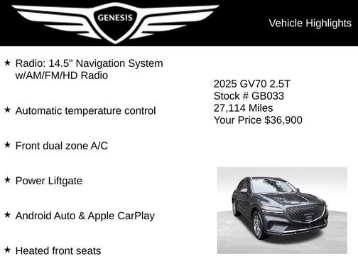 Makalu Gray 2025 Genesis GV70 2.5T