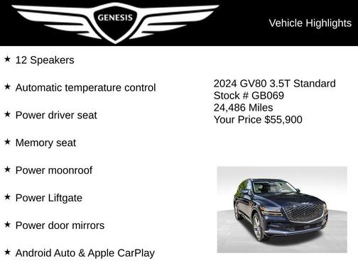 Capri Blue 2024 Genesis GV80 3.5T