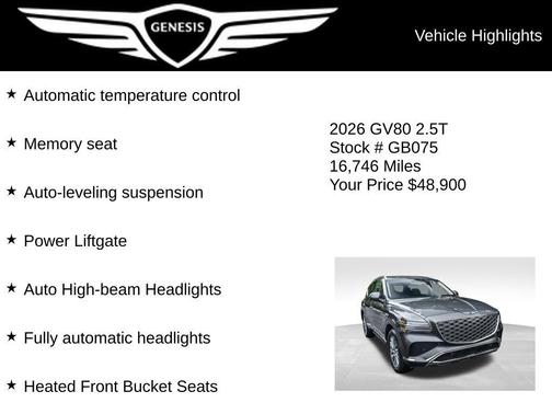 Makalu Gray 2026 Genesis GV80 2.5T