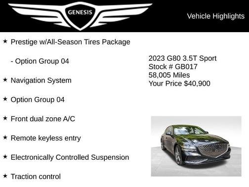 Vik Black 2023 Genesis G80 3.5T