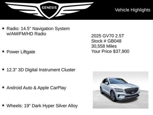 Alta White 2025 Genesis GV70 2.5T