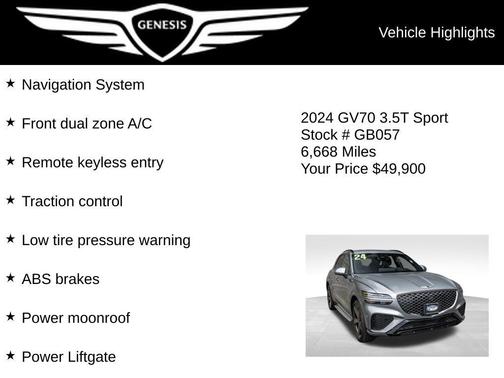 Savile Silver 2024 Genesis GV70 3.5T Sport