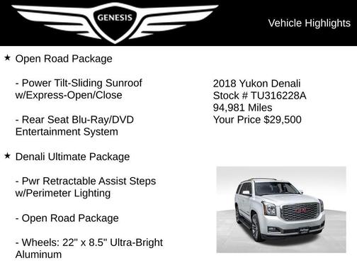 White Frost Tri-Coat 2018 GMC Yukon Denali