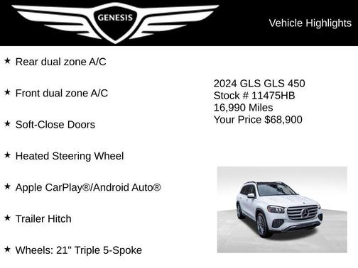 Polar White 2024 Mercedes-Benz GLS 450 4MATIC